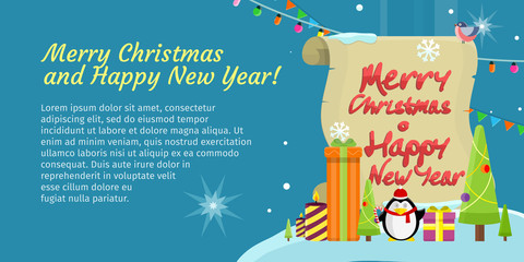 Merry Christmas and Happy New Year Colorful Banner