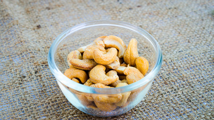 cashew nuts salted and roasted isolated on white background (cen