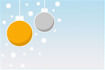 Flat illustration of two Christmas balls on monochrome background with some