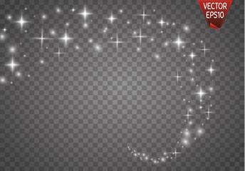 A bright comet with large dust. Falling Star. Glow light effect. Vector illustration