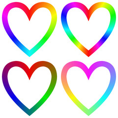 Rainbow gradient happy heart icon template set