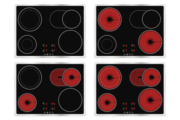 Electric ceramic cook top. Domestic kitchen household appliance
