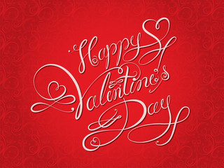 Happy Valentines day lettering in calligraphy style.