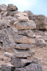 Pyramid of stones on the mountainside Stability and Equilibrium