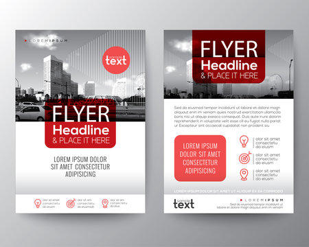 Red Brochure cover Flyer Poster design Layout vector template in A4 size
