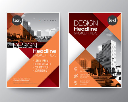Red and Orange diagonal line Brochure annual report cover Flyer Poster design Layout vector template in A4 size