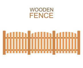 Wooden farm boards fence wood silhouette construction in flat style