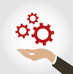 hand holding gear icon vector