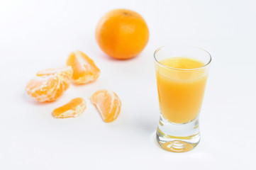 Orange fruit drink isolated on white, Freshly oranges mandarin close-up, 