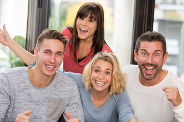 Obraz premium Friends Watching Sport Celebrating Goal