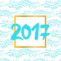 Happy New Year 2017 background. Calendar template. Colorful, hand drawn paper typeface on celebration . Greeting card. Vector illustration.