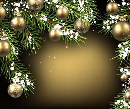 Christmas background with fir branches.