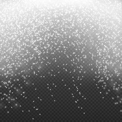 Falling winter snow, snowfall with snowflakes isolated on transparent background vector illustration