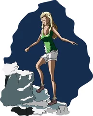 Foto op Plexiglas Vrouw klimt naar de top © emieldelange