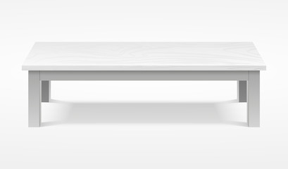 Modern white table, exhibition presentation desk vector mockup