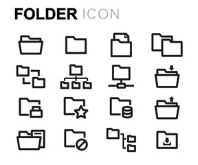 Vector line folder icons set