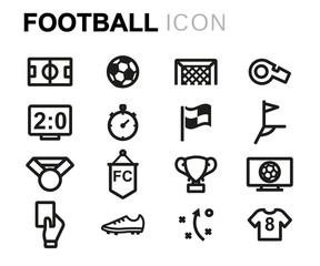 Vector line football icons set
