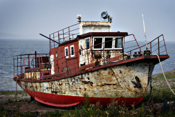 rusty steamship