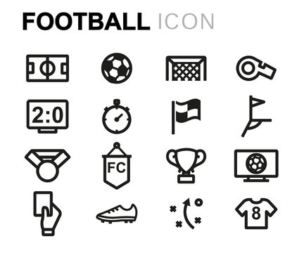 Vector line football icons set
