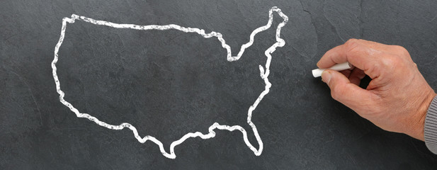 USA sur tableau noir