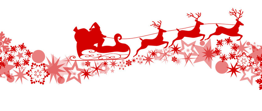 Noël étoiles rouge père Noël les cerfs et son traineau