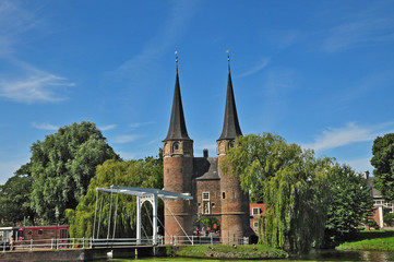 Fototapeta na wymiar Delft, Olanda - Paesi Bassi, Delftse Vliet e Oostpoort