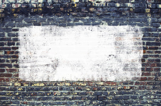 Fototapeta Urban Concrete Brick Wall With Painted Blank Banner Background