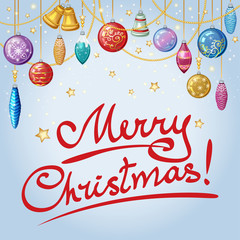 Christmas background with christmas toys and decoration