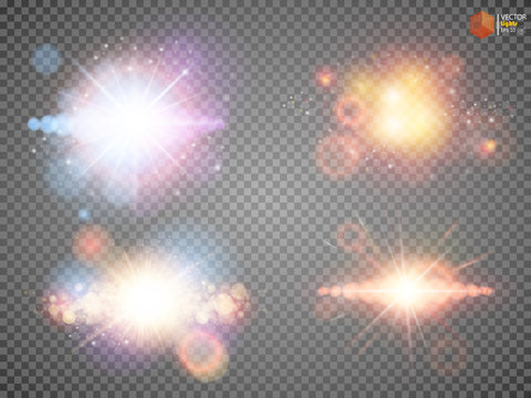Stars set isolated on black background. Vector Illustration.