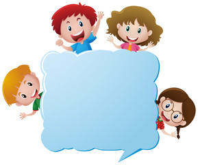 Border template with four kids