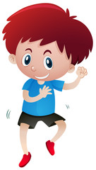 Happy boy dancing alone