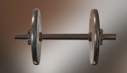 Dumbbells over varial material and background. 3d render
