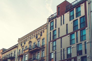 old and modern houses in a row at berlin