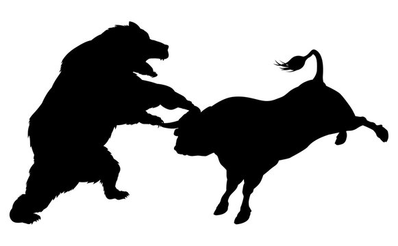 Bull Versus Bear Silhouette Concept