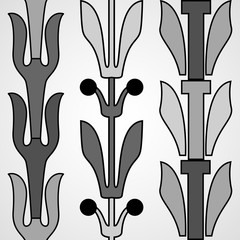 Vintage decorative set monochrome floral pattern seamless vertical
