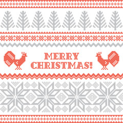 Christmas and New Year knitted background - 129285747