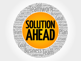 Solution ahead word cloud collage, business concept background