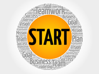 Start word cloud collage, business concept background