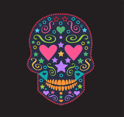 Skull vector background for fashion design, patterns, tattoos with heart eyes
