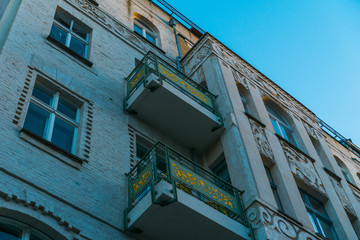 Fototapeta na wymiar some balcony on old and historical facade