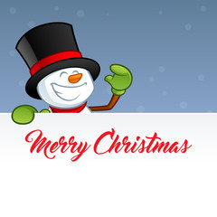 Christmas greeting card, with a funny snowman