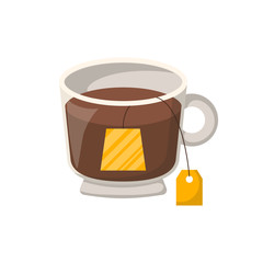 Vector cartoon tea with teabag