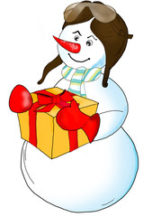 Schneemann bringt Geschenk