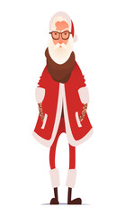 Vector hipster Santa Claus fashion character with cool beard and glasses. Happy New Year