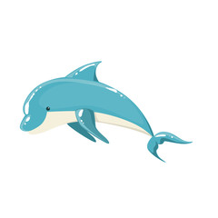Blue Bottlenose Dolphin Jumping For Entertainment Show, Realistic Aquatic Mammal Vector Drawing