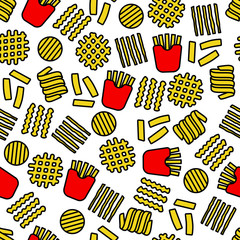 fries icons seamless pattern