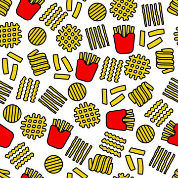 fries icons seamless pattern