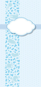 helle und hübsche Design Babykarte in blau für Jungs zur Geburt