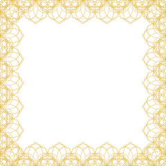 Border frame with abstract guilloche lace contour on white (transparent) background. Invitations, banknotes, diplomas, certificates, tickets and other papers security design. Vector illustration eps