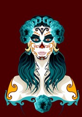 Day of the dead woman portrait illustration. Mexican festival